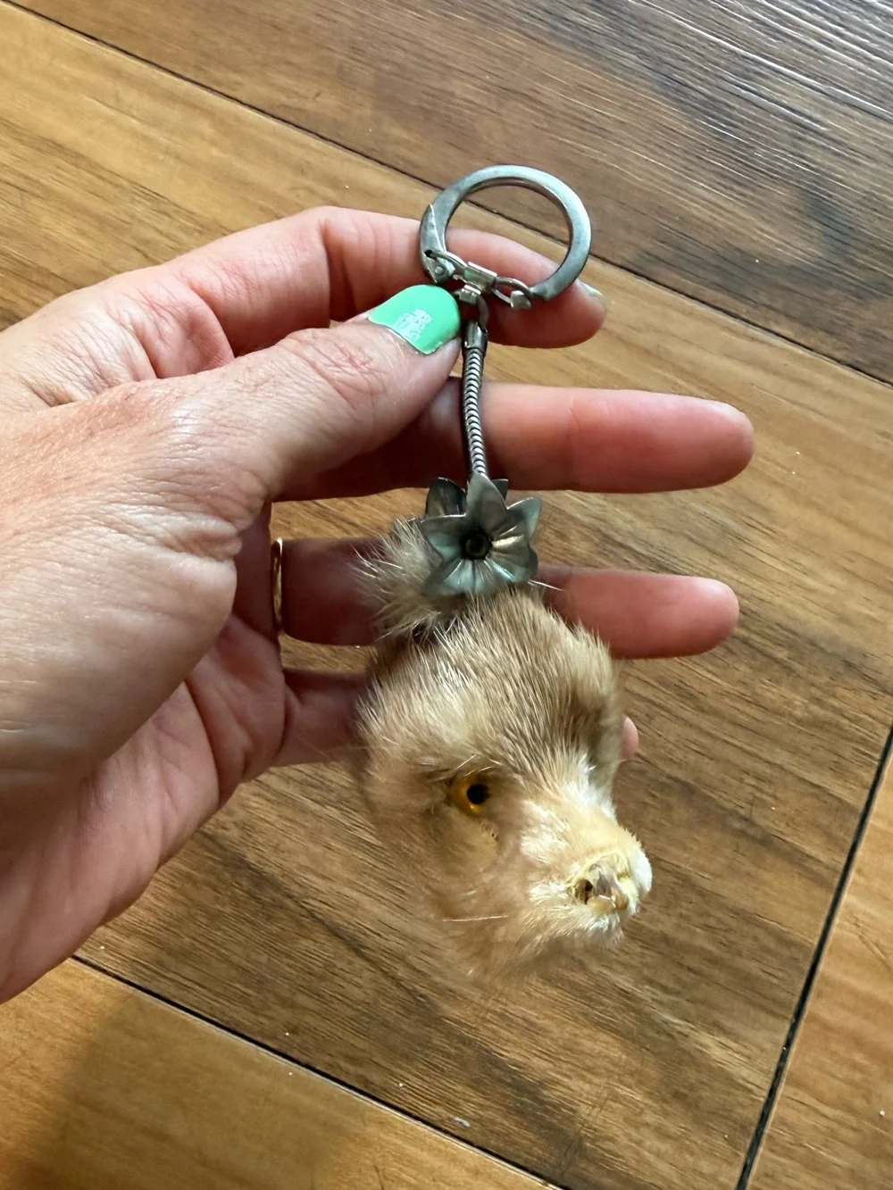 Vintage Style Real Fur Animal Head Keychain Small Fur Charm